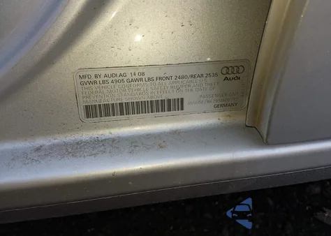 2009 Audi A4 2.0T Premium z USA, uszkodzony, nr VIN WAUSF78K29N040132